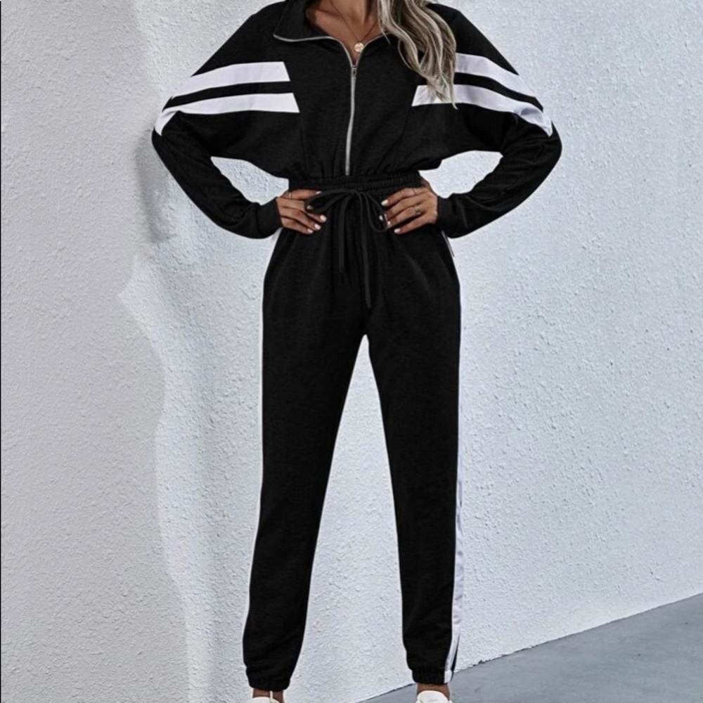 Batwing sleeve drawstring waist jumpsuit
